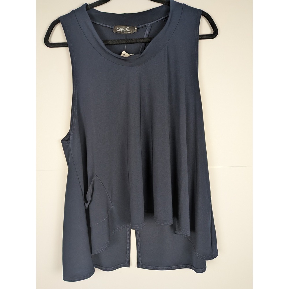 NWOT Sympli Size 12 Tank With Open Back and Pocket Detail Navy